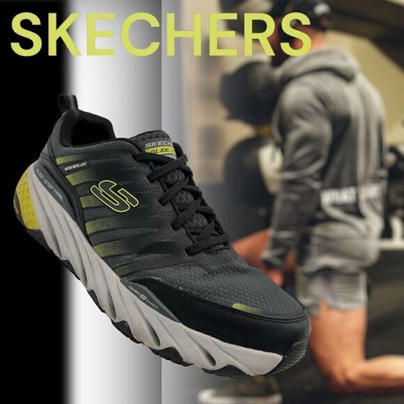 Skechers Glide-Step Trail Sneaker - Men's 8.5 Black Grey Memory Foam - Picture 1 of 11